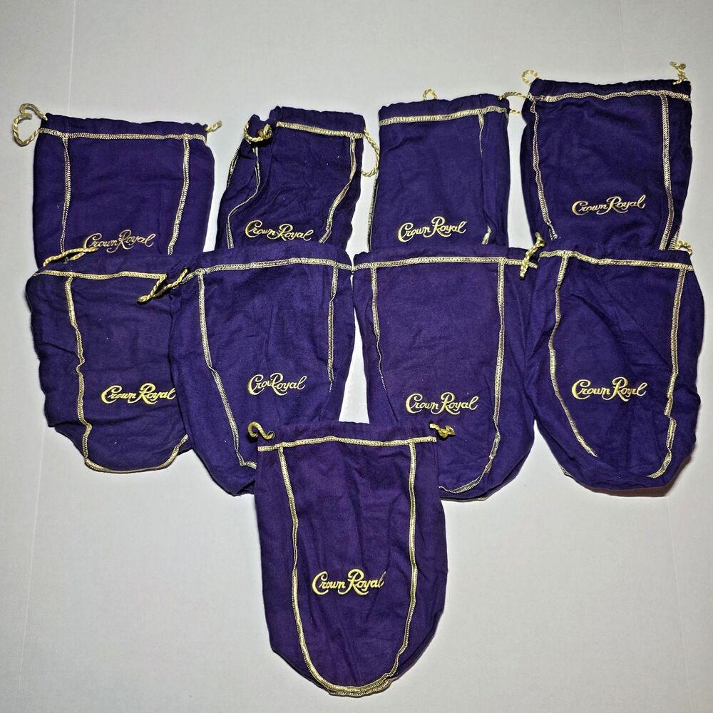 Crown Royal Purple Drawstring Bags Lot of 9 9x5x2.5 Gift Pouches